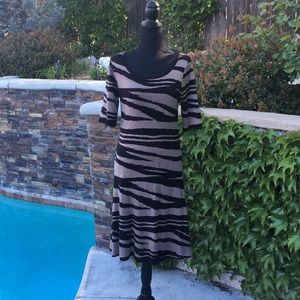 Black and Tan Animal Print Sweater Dress By Gabby Skye